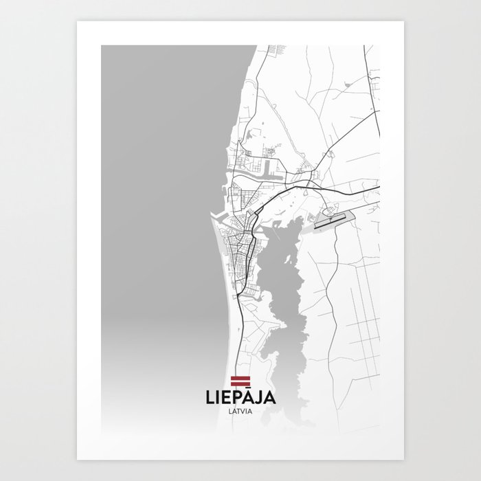 Liepaja, Latvia - Light City Map Art Print