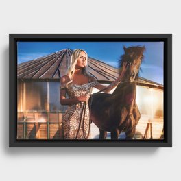 Lord of the manor; blond with horse magical realism female portrait color photograph / photography Framed Canvas