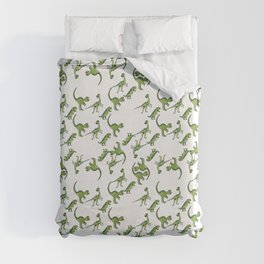 Tiny Green Dinos Duvet Cover