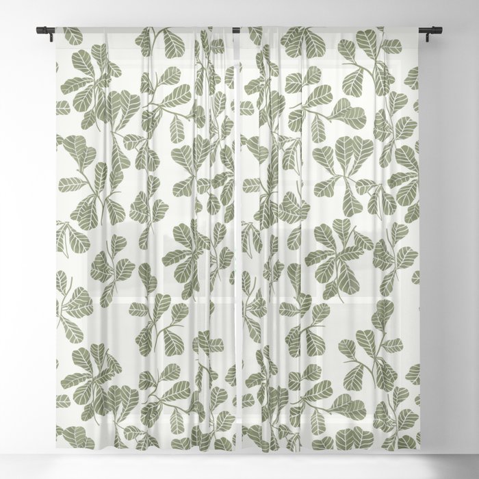 Fig Leaf Pattern Sheer Curtain By Aljahorvat Society6
