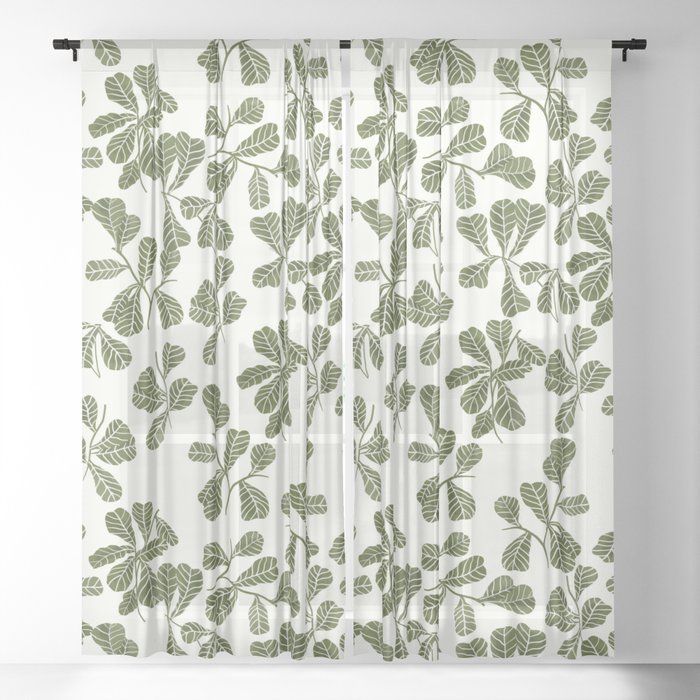 Fig Leaf Pattern Sheer Curtain
