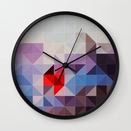 Colorful Abstract Geometric 42 Wall Clock | Pixel, Lowpoly, Painting, Colorful, Minimalism, Mosaic, Digital, Geometric, Contemporary, Marble 