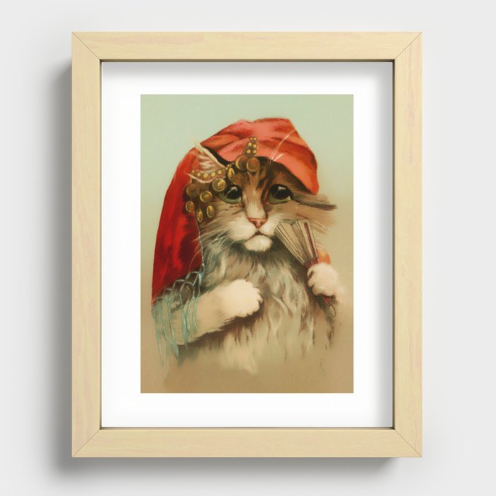 “Gypsy Cat with Fan and Scarf” by Maurice Boulanger Recessed Framed Print