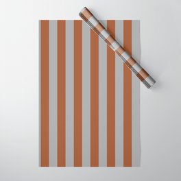 [ Thumbnail: Sienna & Dark Grey Colored Stripes/Lines Pattern Wrapping Paper ]