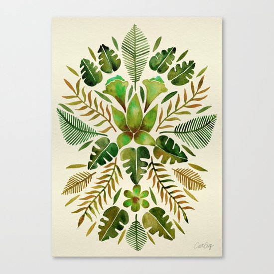 Tropical Symmetry – Olive Green Canvas Print