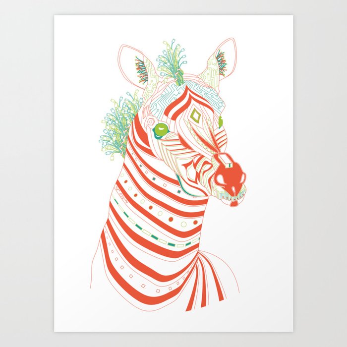 Robot Zebra Art Print