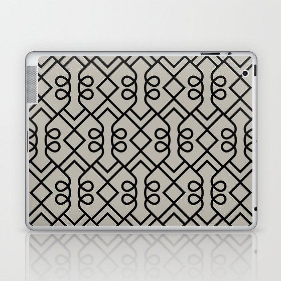 Black and Taupe Minimal Diamond Loop Pattern Pairs DE 2022 Trending Color Reclaimed Wood DET625 Laptop & iPad Skin