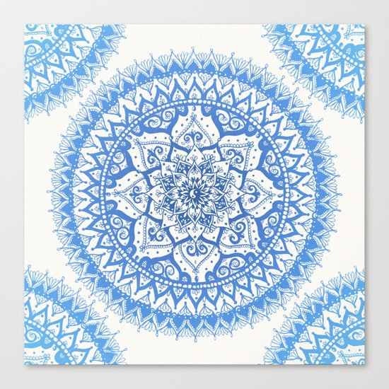 Yin Yang Mandala in Soft Blues Canvas Print