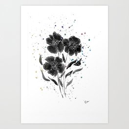 Midnight anemones Art Print