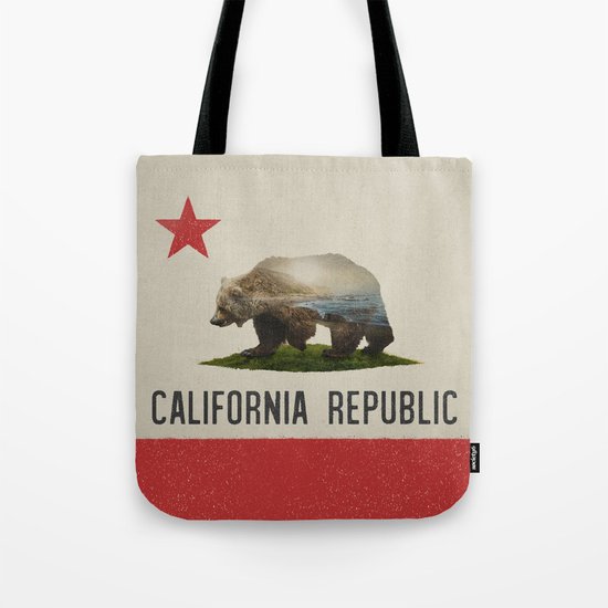 California Grizzly Bear Flag Tote Bag