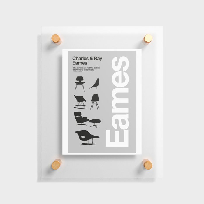 Eames Chairs and bird design, Modern Industrial design, Mid-Century design, Helvetica Minimalist Furniture Floating Acrylic Print