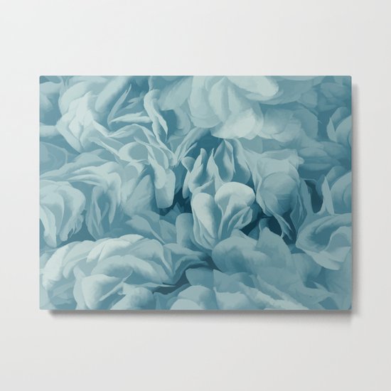 Soft Baby Blue Petal Ruffles Abstract Metal Print