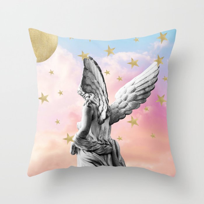 Pastel Marble Angel Starry Sky Moon Dream #1 #wall #art #society6 Throw Pillow