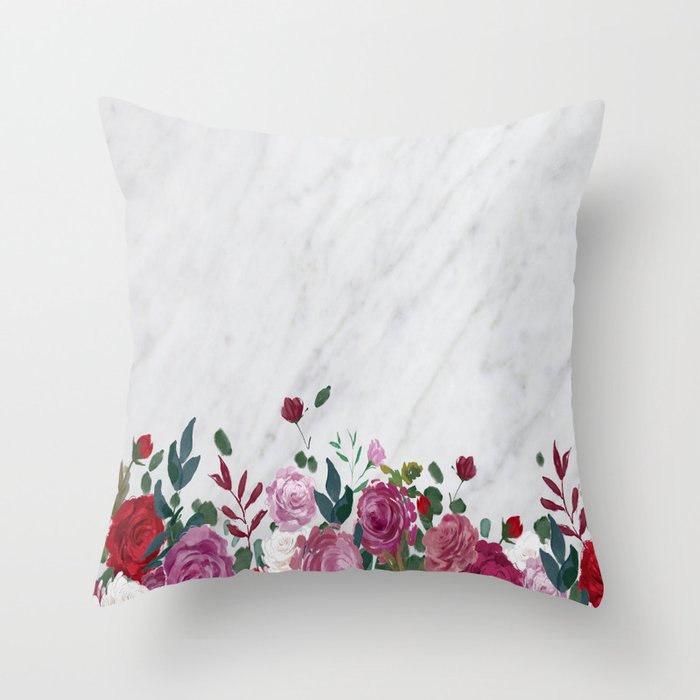 Marble n Roses Throw Pillow