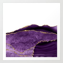 Purple & Gold Agate Texture 24 Art Print