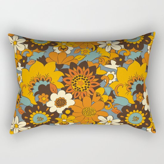 Retro Sixties Floral Pattern Throw Pillow
