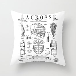 Lacrosse Player Equipment Vintage Patent Drawing Print Throw Pillow