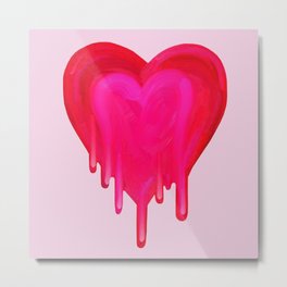 Melting Magenta Painted Heart Metal Print