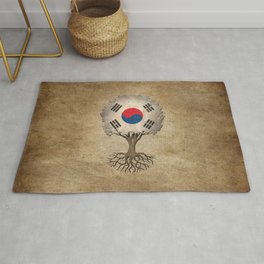 Vintage Tree of Life with Flag of South Korea Rug | Forest, Graphicdesign, Southkorea, Southkoreantreeoflife, Southkorean, Vintage, Southkoreanflag, Treeoflifegraphic, Tree, Southkoreanflagtree 