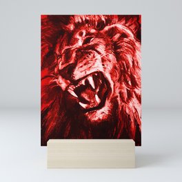 Panthera Leo Carboneum - Red Mini Art Print