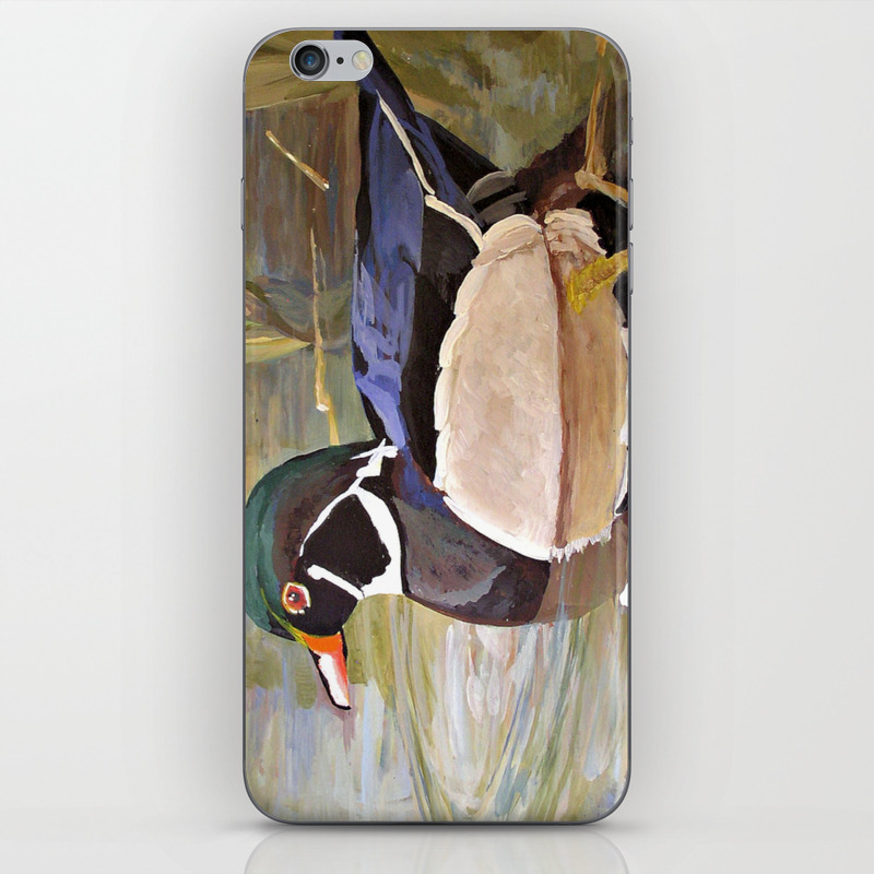 Wood Duck Water Foul Acrylic Painting Iphone Skin By