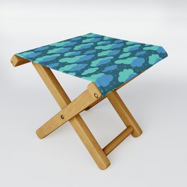 NIGHT DREAMS FLUFFY BLUE AND TURQUOISE CLOUDS IN A NAVY SKY WITH STARS Folding Stool