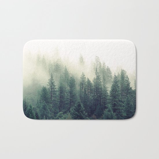 Foggy Winter Forest Bath Mat
