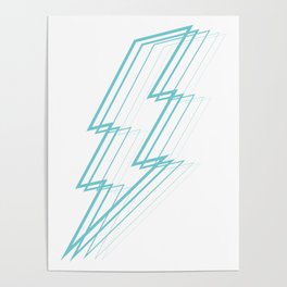 Turquoise Lightning Bolt Poster