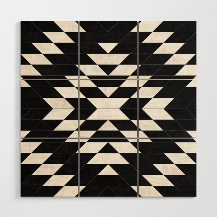 Urban Tribal Pattern No.14 - Aztec - Black Concrete Wood Wall Art