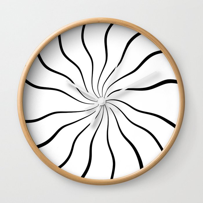 Wavy Rays (white/black) Wall Clock