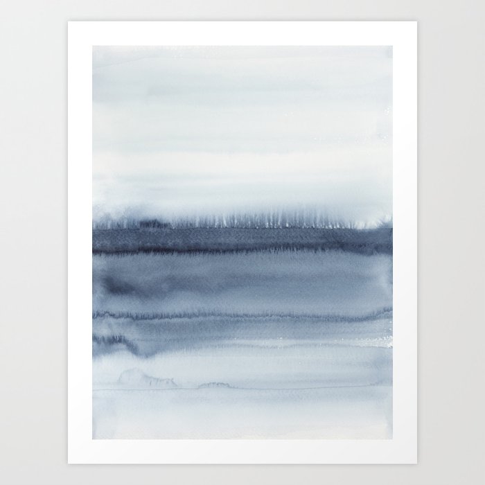 Ocean Horizon / Blue Minimal Abstract Watercolor Art Print