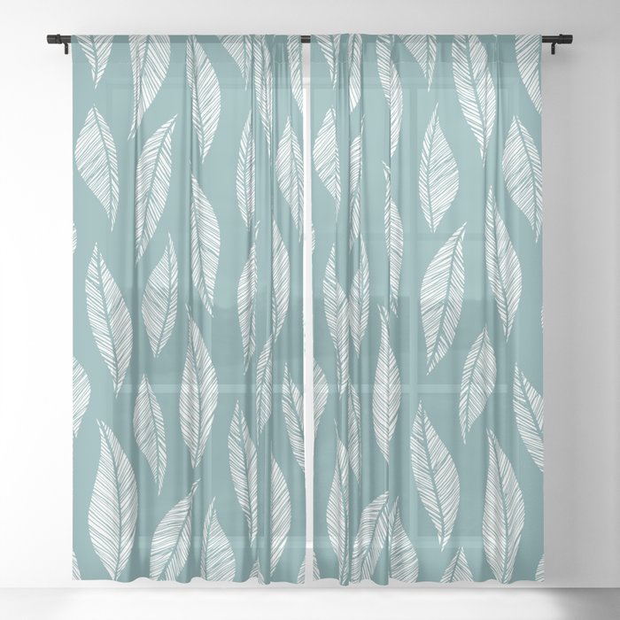 Simple Sage Leaf Print Sheer Curtain By Kristiangallagher Society6
