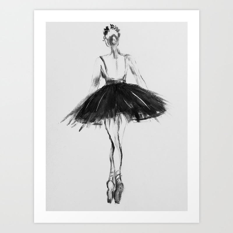 Ballerina, white, pastel, Art by myartspace |