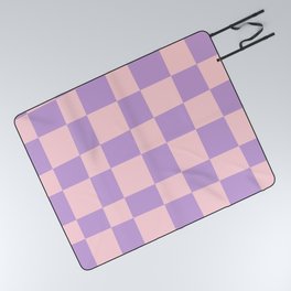 Abstract Checker Pattern 226 Pink and Lavender Picnic Blanket