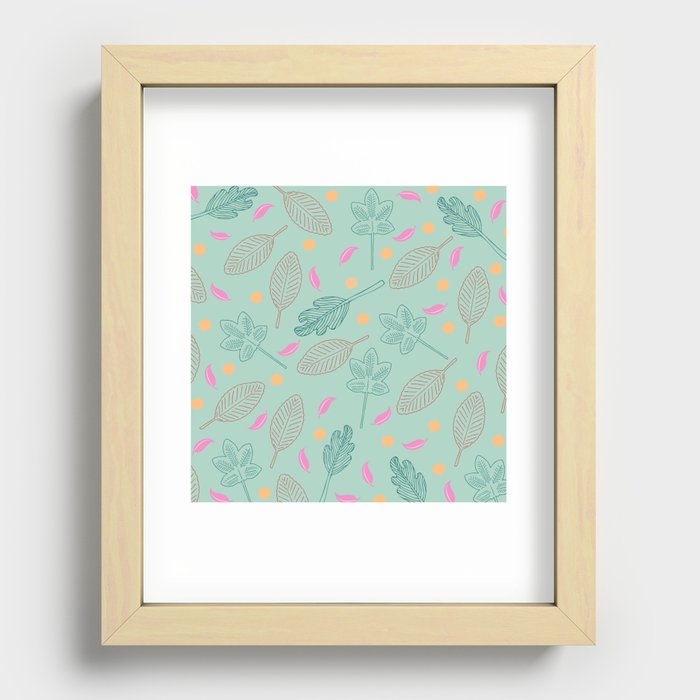 Flowers spring pattern in green, pink, yellow colors  Recessed Framed Print