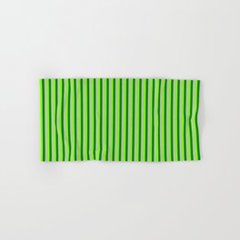 [ Thumbnail: Grey, Green, and Chartreuse Colored Striped/Lined Pattern Hand & Bath Towel ]