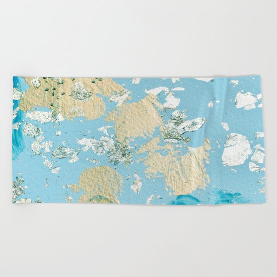 Gold Abstract Modern Painting Beach Towel