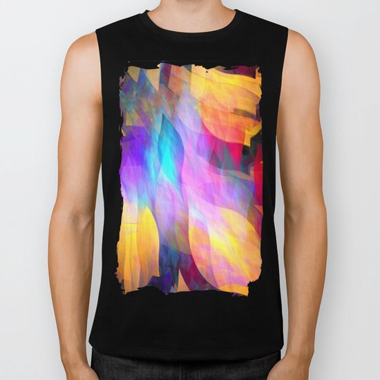 Colourful abstract with leaf shapes Biker Tank