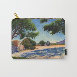 Dancing Shadows Carry-All Pouch | Blue, Stone, Pinetree, Desert, Painting, Bluesky, Trees, Shadows, Tree, Newmexico 