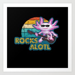 Rocksalotl Axolotl Guitar Rock Music Art Print