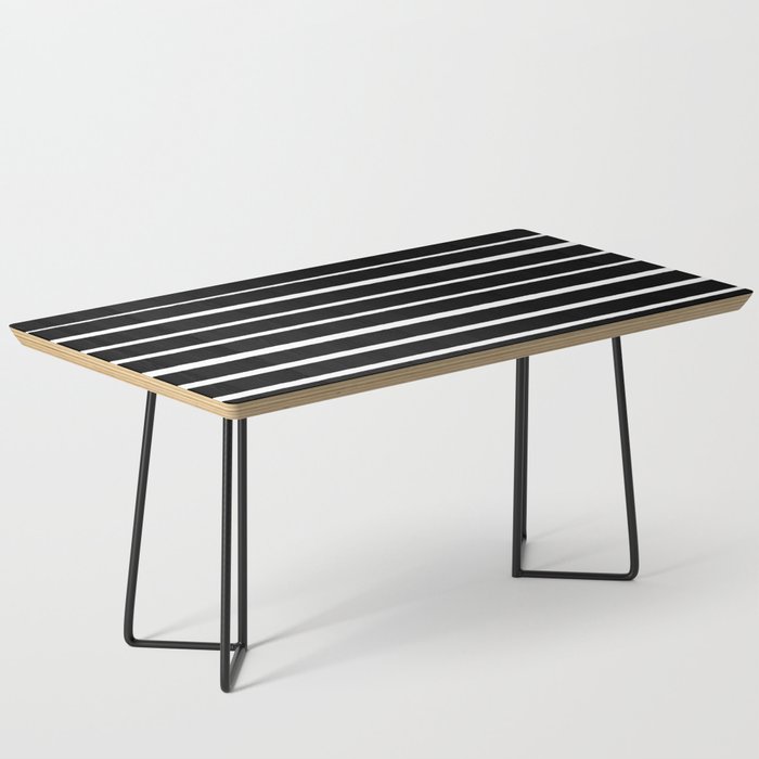 Rough White Thin Stripes On Black Coffee Table By