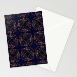 Blue Retro Fractal Pattern Stationery Cards