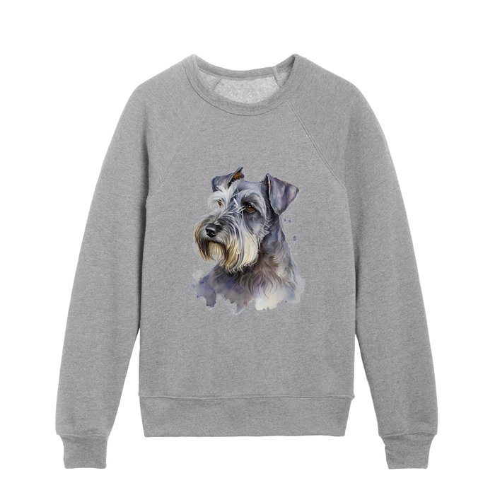 Cesky Terrier Small Dog Breed Watercolor Painting Kids Crewneck