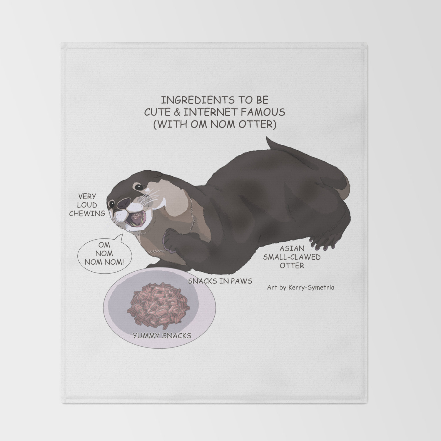 Ingredients To Be Cute Famous With Om Nom Otter Throw Blanket