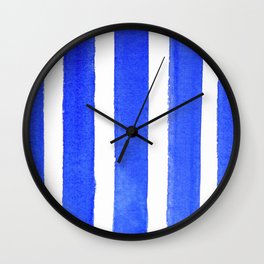 Watercolor Blue Stripes Wall Clock