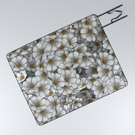 White Flower Pattern Picnic Blanket