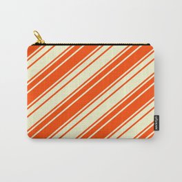 [ Thumbnail: Red & Light Yellow Colored Lines/Stripes Pattern Carry-All Pouch ]