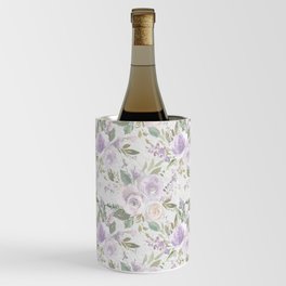 Lavender pastel green white watercolor floral pattern Wine Chiller