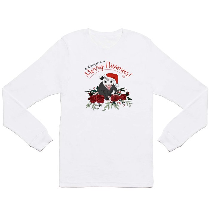Merry Hissmas - floral christmas themed possum baby Long Sleeve T Shirt
