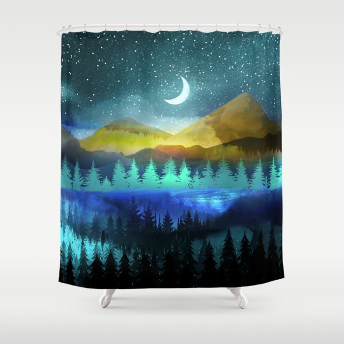 Silent Forest Night Shower Curtain